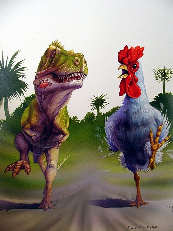 T-Rex and Giant Chicken running side-by side!